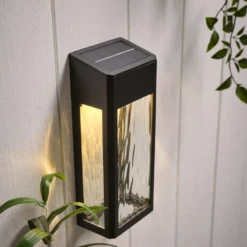 LED Solar Wandleuchte aus Glas schwarz