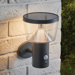 LED Solar Wandleuchte mit Bewegungssensor schwarz
