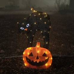 LED Stableuchte Katze und Kürbis
