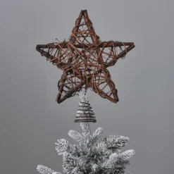 LED Stern Weihnachtsbaumspitze Rattan