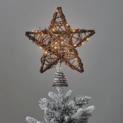 LED Stern Weihnachtsbaumspitze Rattan