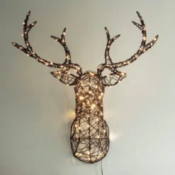 LED Weihnachtsdeko Hirschgeweih aus Rattan