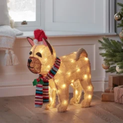 LED Weihnachtsfigur außen Bulldogge