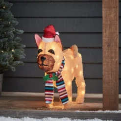 LED Weihnachtsfigur außen Bulldogge