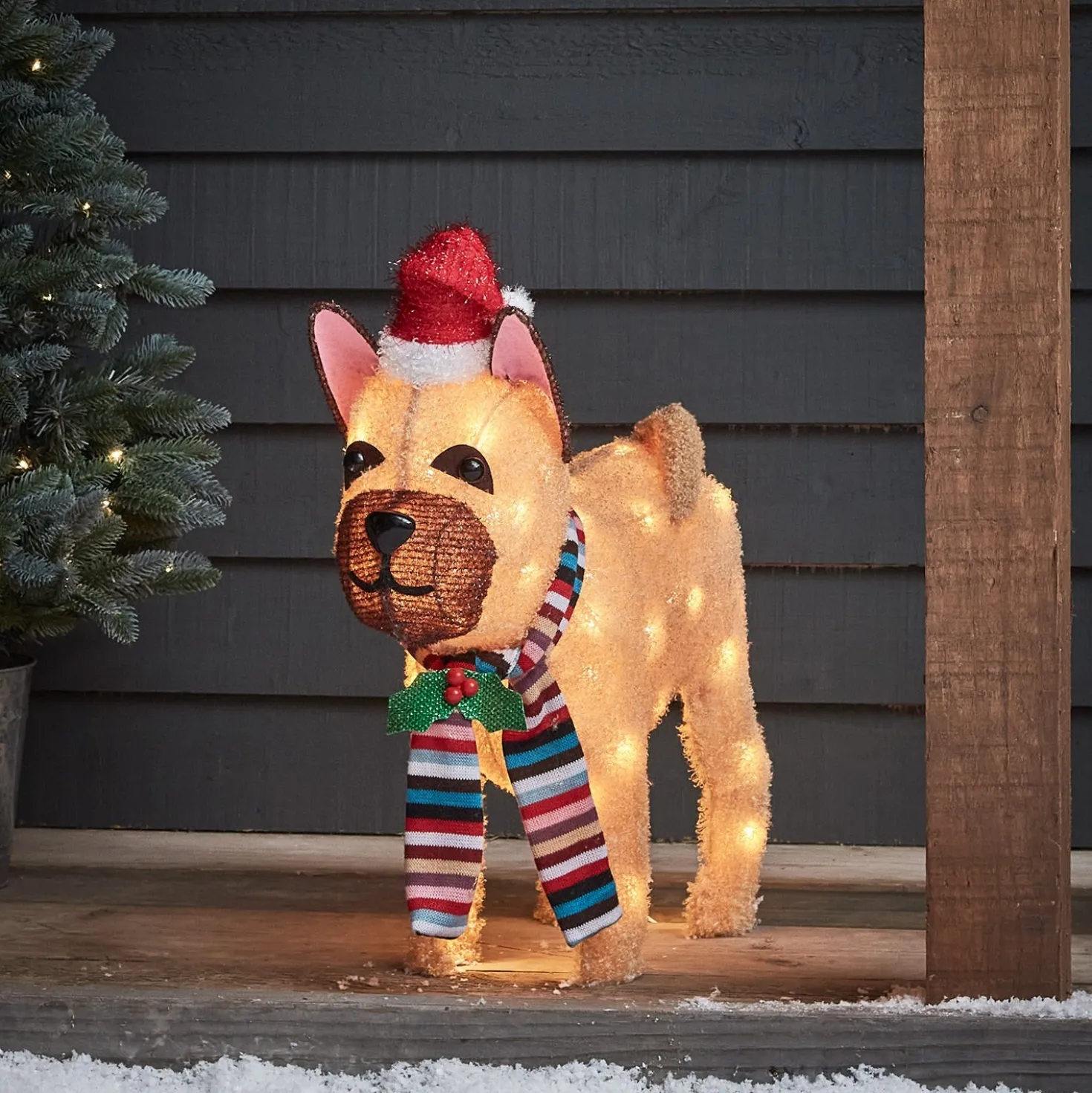 LED Weihnachtsfigur außen Bulldogge