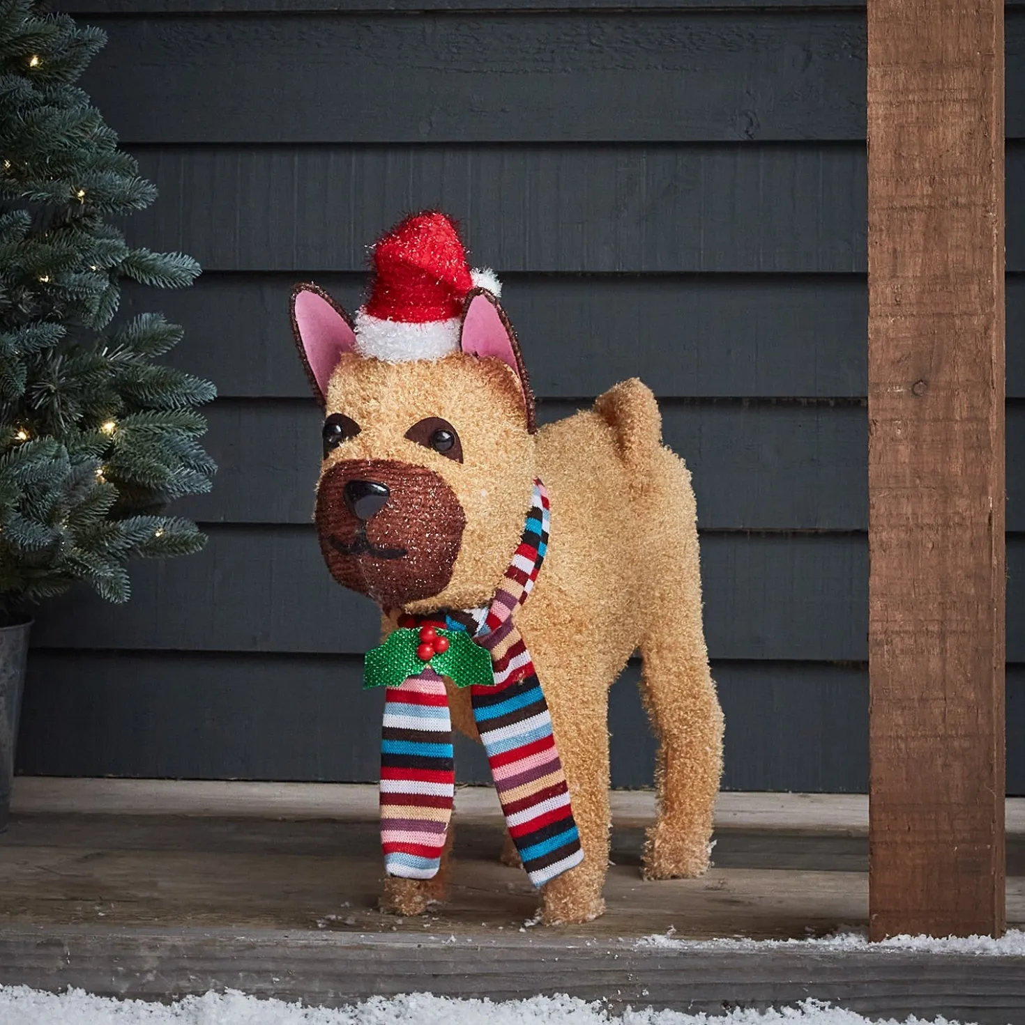 LED Weihnachtsfigur außen Bulldogge