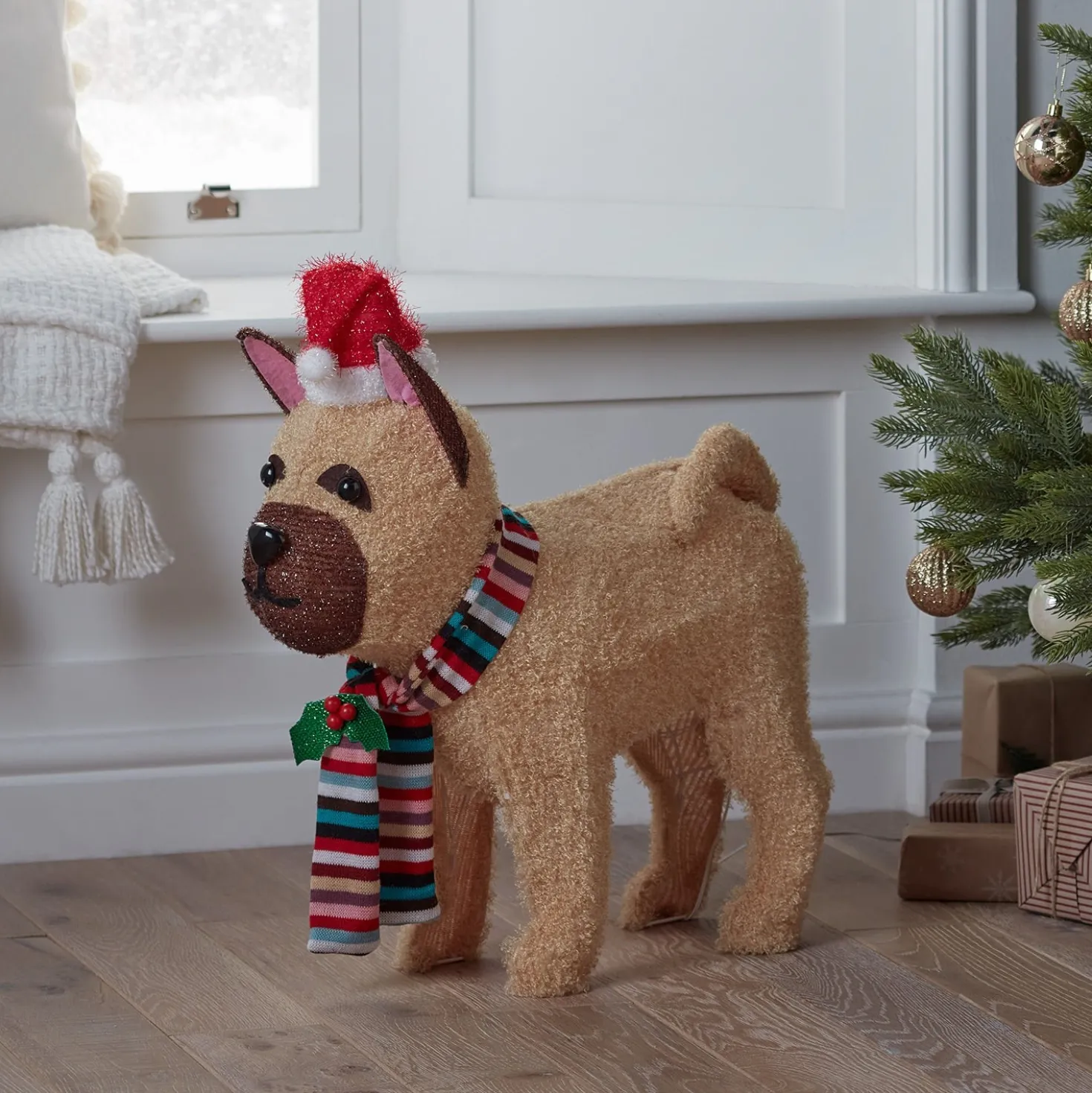 LED Weihnachtsfigur außen Bulldogge