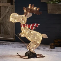LED Weihnachtsfigur außen Elch auf Skiern