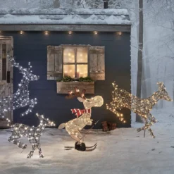 LED Weihnachtsfigur außen Elch auf Skiern