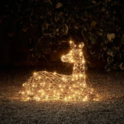 Liegendes LED-Rentier Hirschkuh Studley