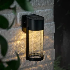 Lyme Solar-Wandleuchte aus Crackle-Glas Warmweiß