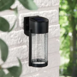 Lyme Solar-Wandleuchte aus Crackle-Glas Warmweiß