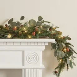 1,5m Eichel und Tannenzapfen Weihnachtsgirlande mit Beleuchtung