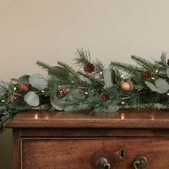 1,5m Eichel und Tannenzapfen Weihnachtsgirlande mit Beleuchtung