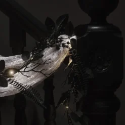 1,8m Halloweengirlande schwarzes Laub mit Beleuchtung