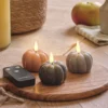 3 Mini TruGlow® LED-Kerzen in Kürbisform im Distressed-Look mit Fernbedienung