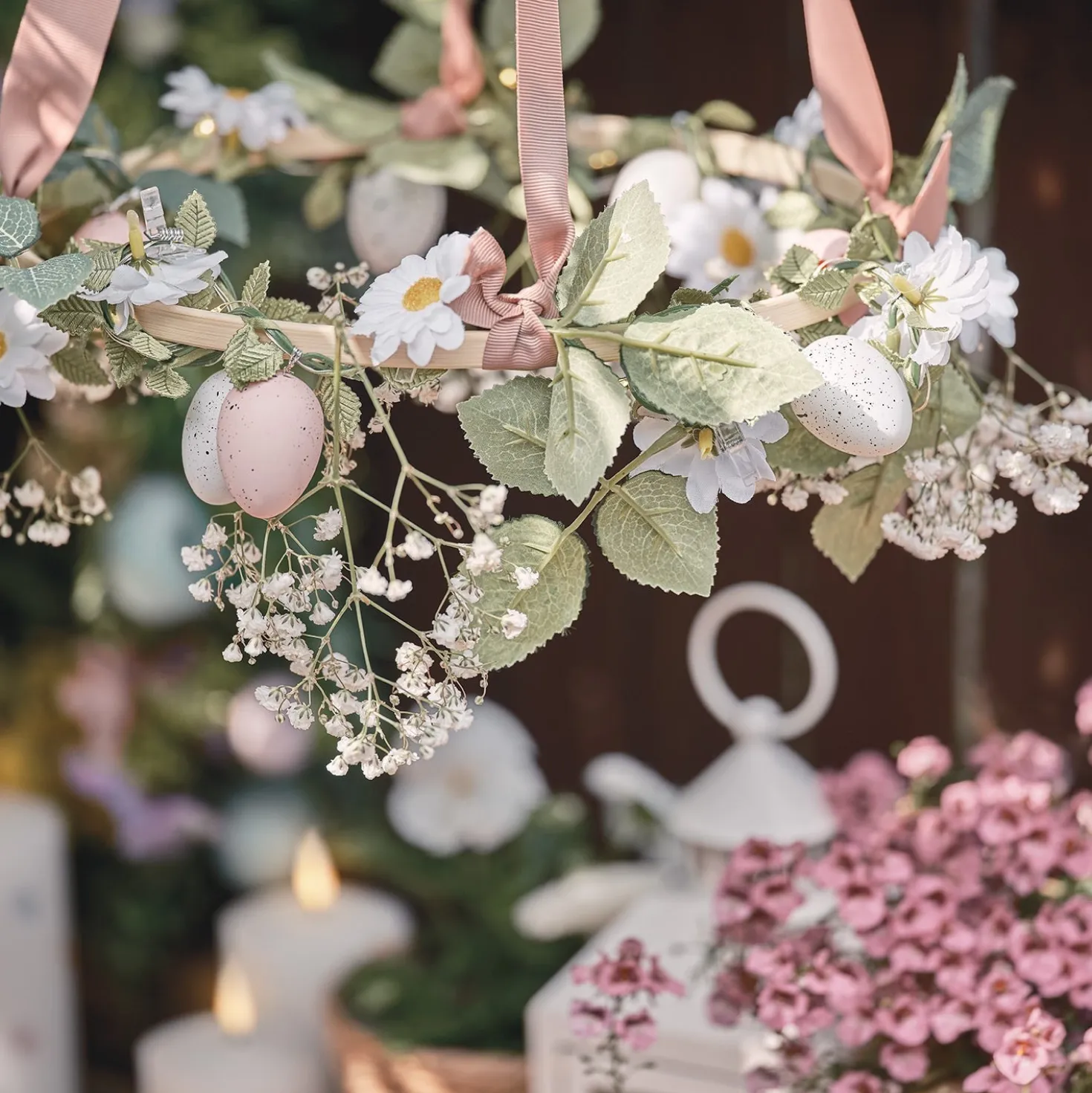 1.5m Micro LED Girlande Ostereier und Gänseblümchen