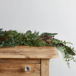 2m rote Beeren Weihnachtsgirlande mit Beleuchtung