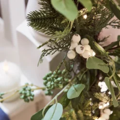 2m weißen Beeren Weihnachtsgirlande mit Beleuchtung