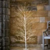 1,5m weißer Draht-Baum LED Weihnachtsdeko außen warmweiß