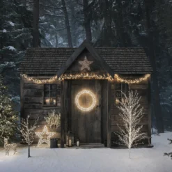 1,5m weißer Draht-Baum LED Weihnachtsdeko außen warmweiß