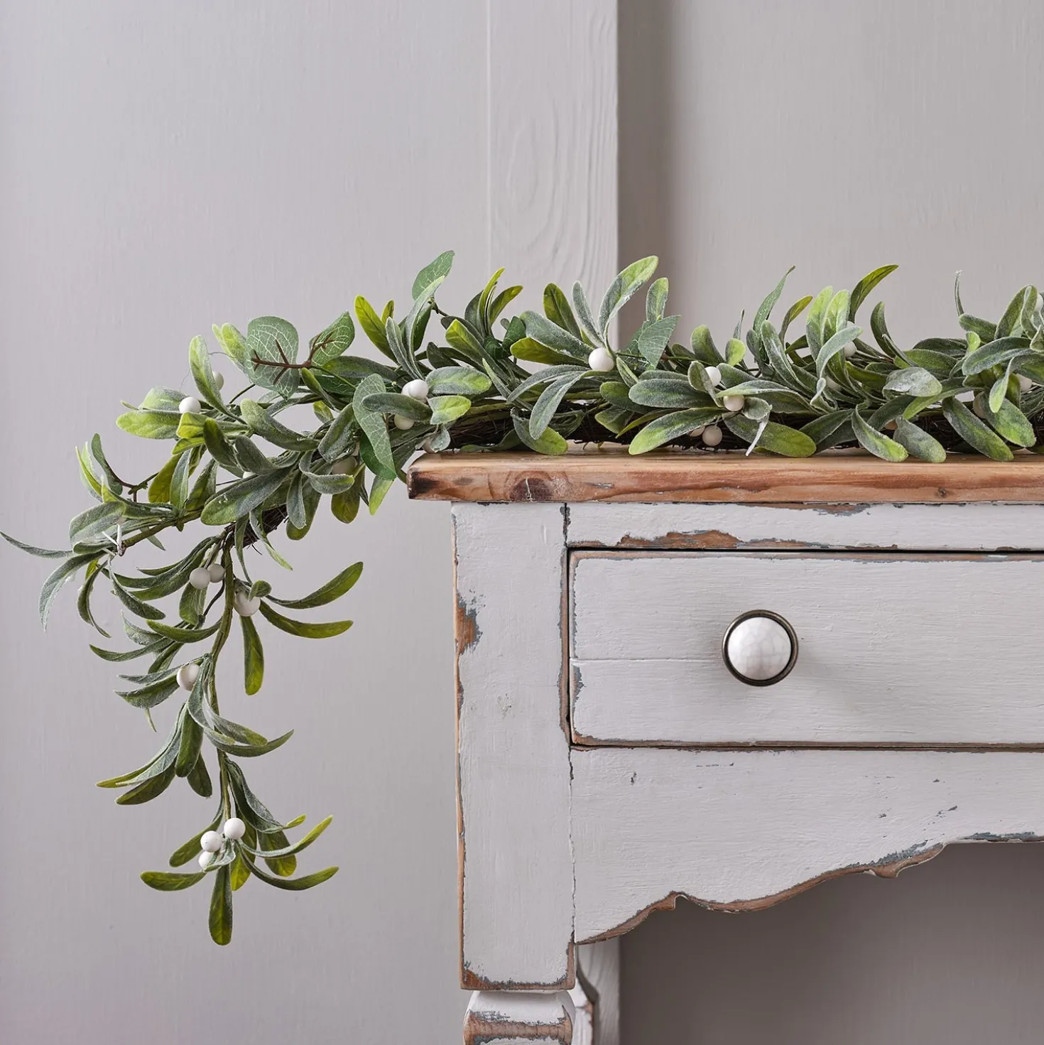 2m Weihnachtsgirlande Mistelzweige und Eukalyptus mit Beleuchtung