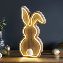 Neonlampe Hase aus Holz