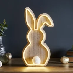 Neonlampe Hase aus Holz