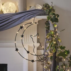 Osby LED-Halloween-Deko Katze & Mond mit Timer