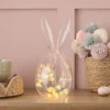 Osterhasen-Deko Glaskuppel und Micro Lichterkette Ostereier und Küken