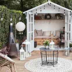 Perth Metall Laternen Trio in Weiß mit TruGlow® Outdoor Kerzen