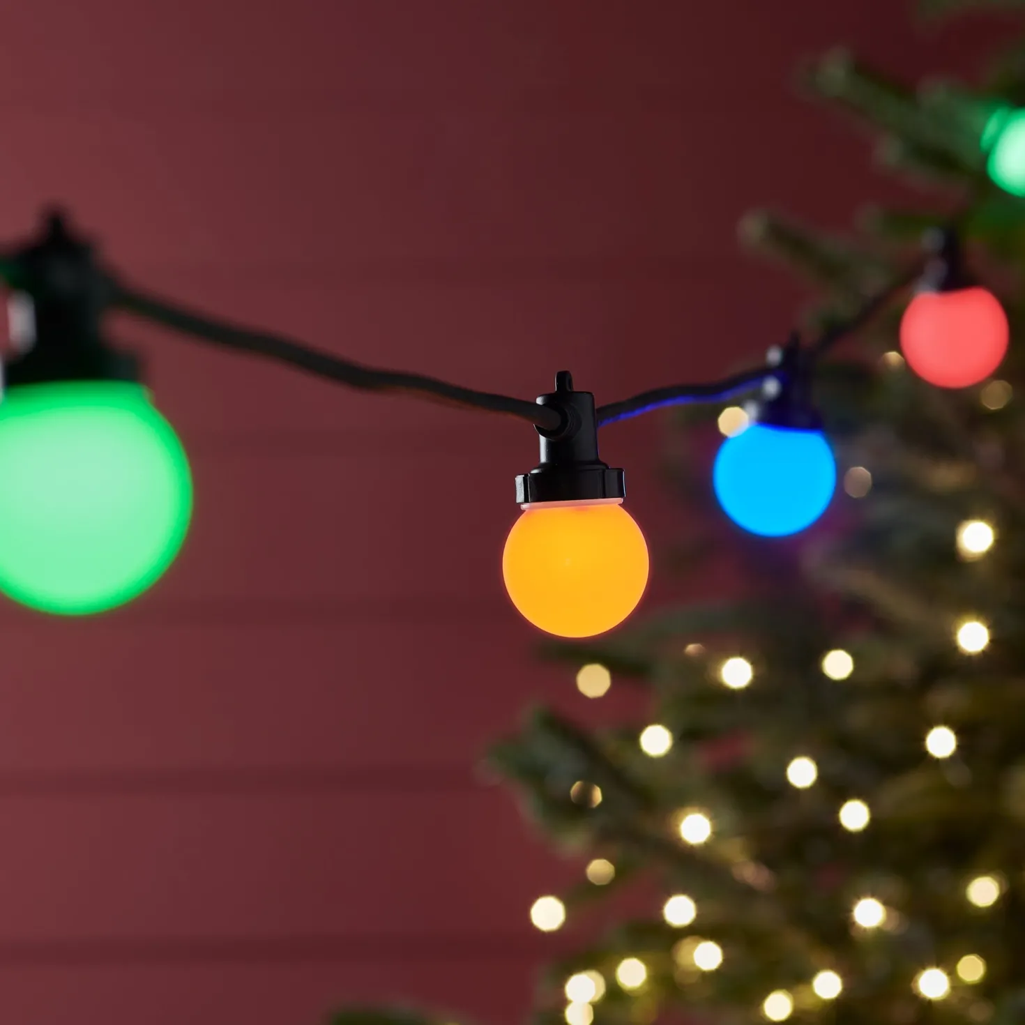 Pro Connect IP67 15m 30er Party Lichterkette bunt koppelbar schwarzes Kabel