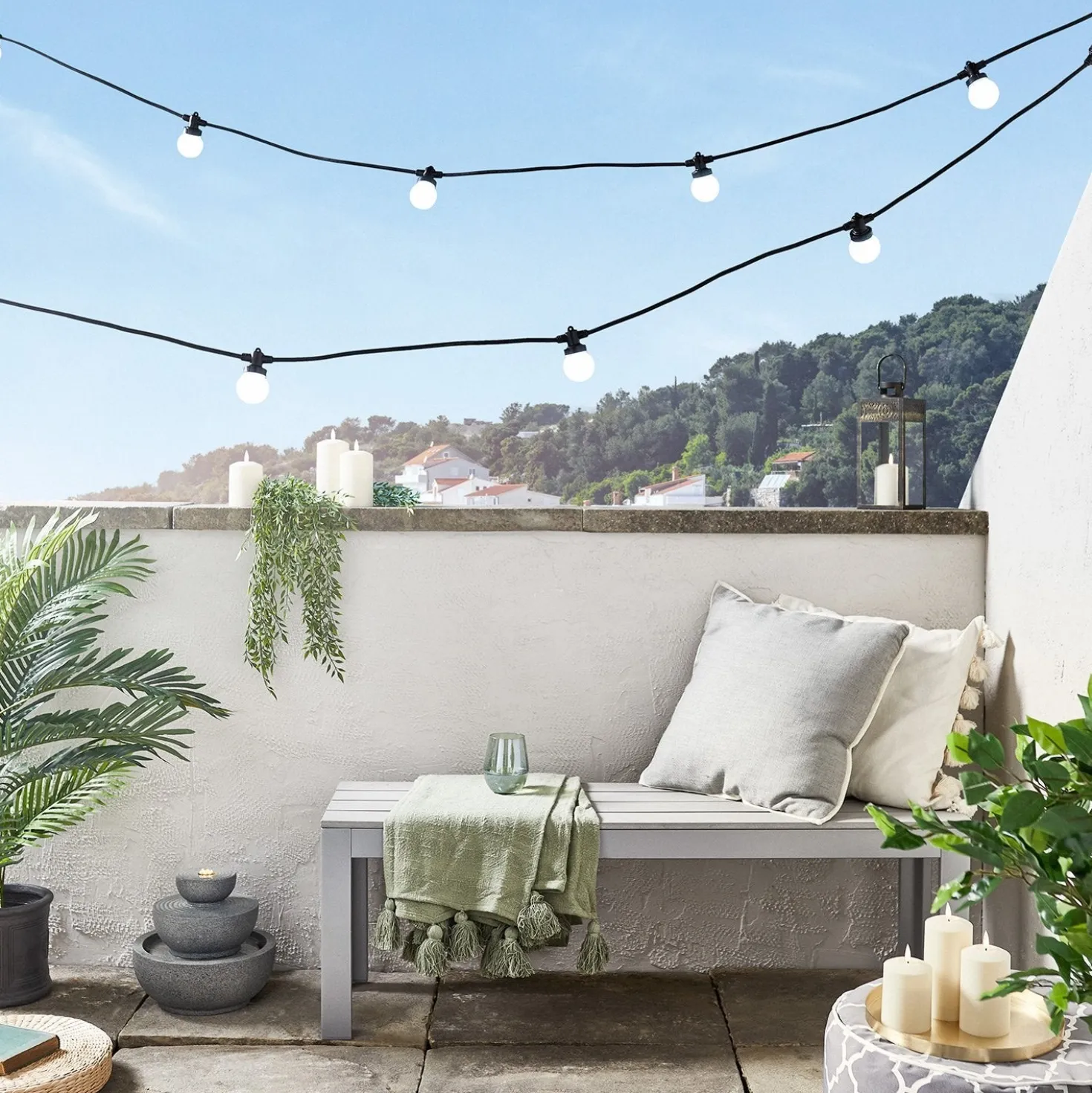 Pro Connect 15m 30er Party Lichterkette weiß koppelbar schwarzes Kabel