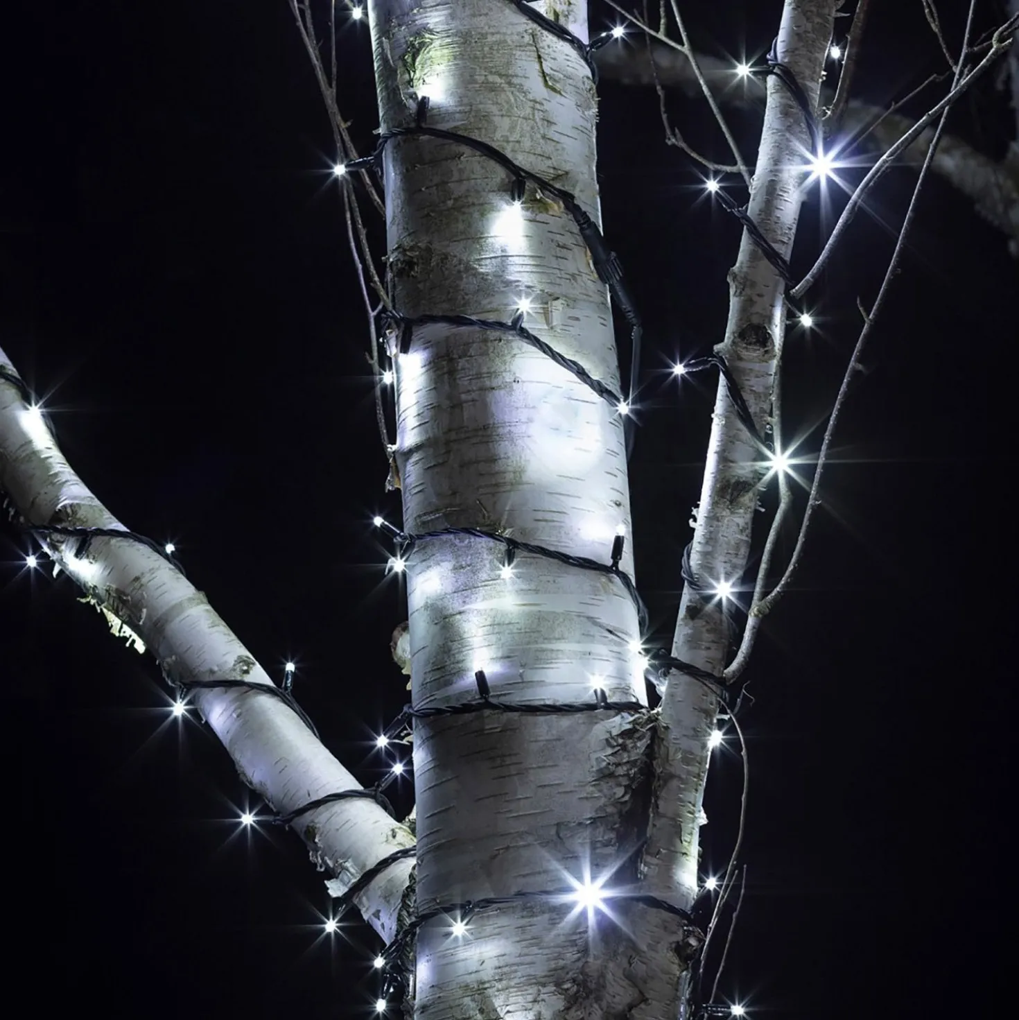 Pro connect von 50m 500er LED Lichterkette weiß koppelbar schwarzes Kabel
