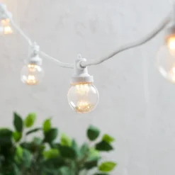 Pro Connect von 50m 100er Party Lichterkette warmweiß transparente Birnen koppelbar weißes Kabel