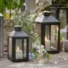 Schwarze "Seaton" Laterne mit TruGlow® LED‑Kerze & Fernbedienung