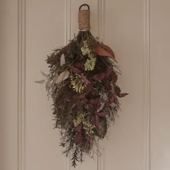 Set aus Kranz & Wandstrauß für Herbst und Winter mit integrierter Beleuchtung