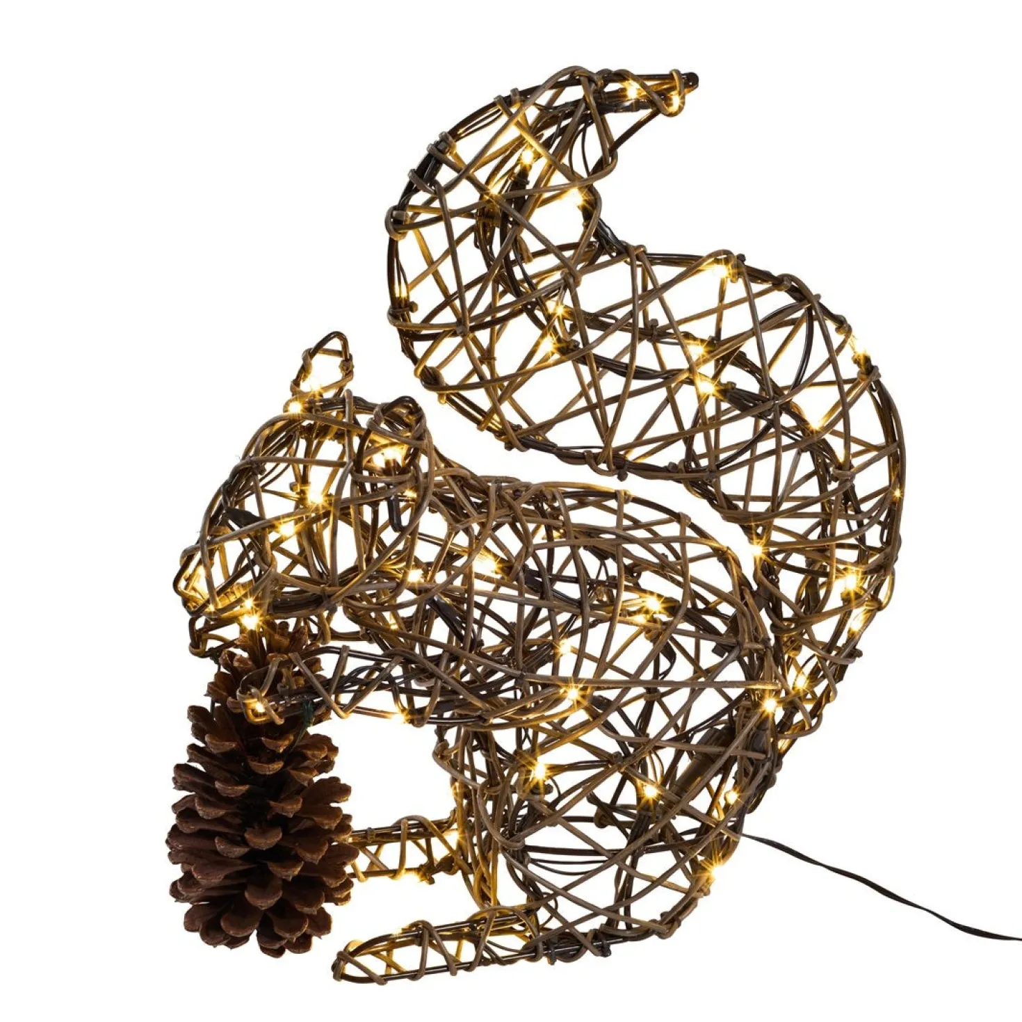 Sherwood Rattan LED-Gartenfigur Eichhörnchen mit 60 LEDs und Timer