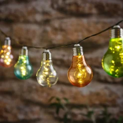 Solar-Glühbirnen-Lichterkette mit 10 Mikro-LEDs in Pastellfarben