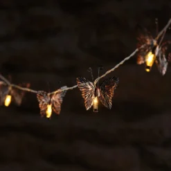 Solar-Lichterkette mit kupferfarbenen Schmetterlingen mit 10 warmweißen LEDs