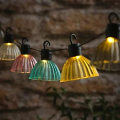 Solar Lichterkette Pastellfarben „Lustre“ – 10 warmweiße LEDs, 8 Effekte