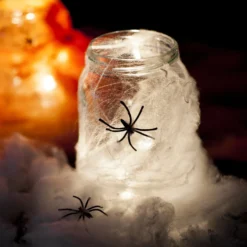 2 Spinnweben weiß mit 12 Spinnen