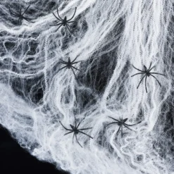 2 Spinnweben weiß mit 12 Spinnen