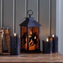 TruGlow® Halloween LED Kerzen Echtwach Trio mit Wachstropfen schwarz