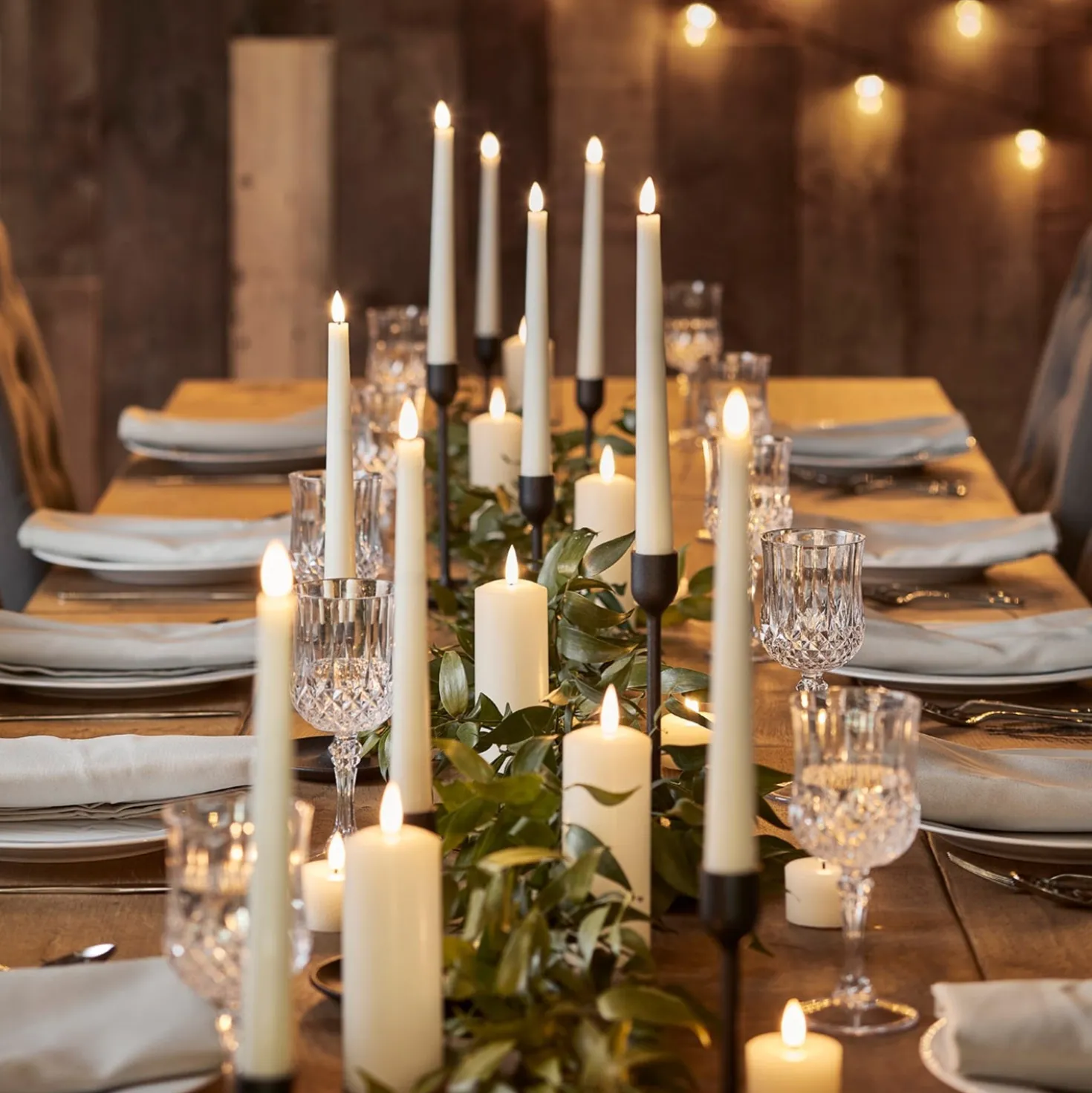 TruGlow® LED Hochzeitskerzen-Set Echtwachs elfenbeinfarben