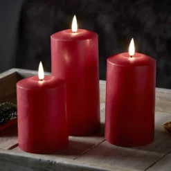 TruGlow® LED Kerzen Echtwachs Trio rot