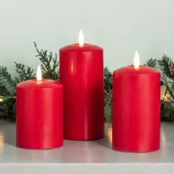 TruGlow® LED Kerzen Echtwachs Trio rot
