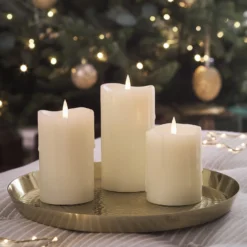 TruGlow® LED Kerzen Echtwachs Trio mit Wachstropfen mit Fernbedienung