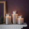 TruGlow® LED Kerzen Echtwachs Trio in Rauchglas mit Fernbedienung