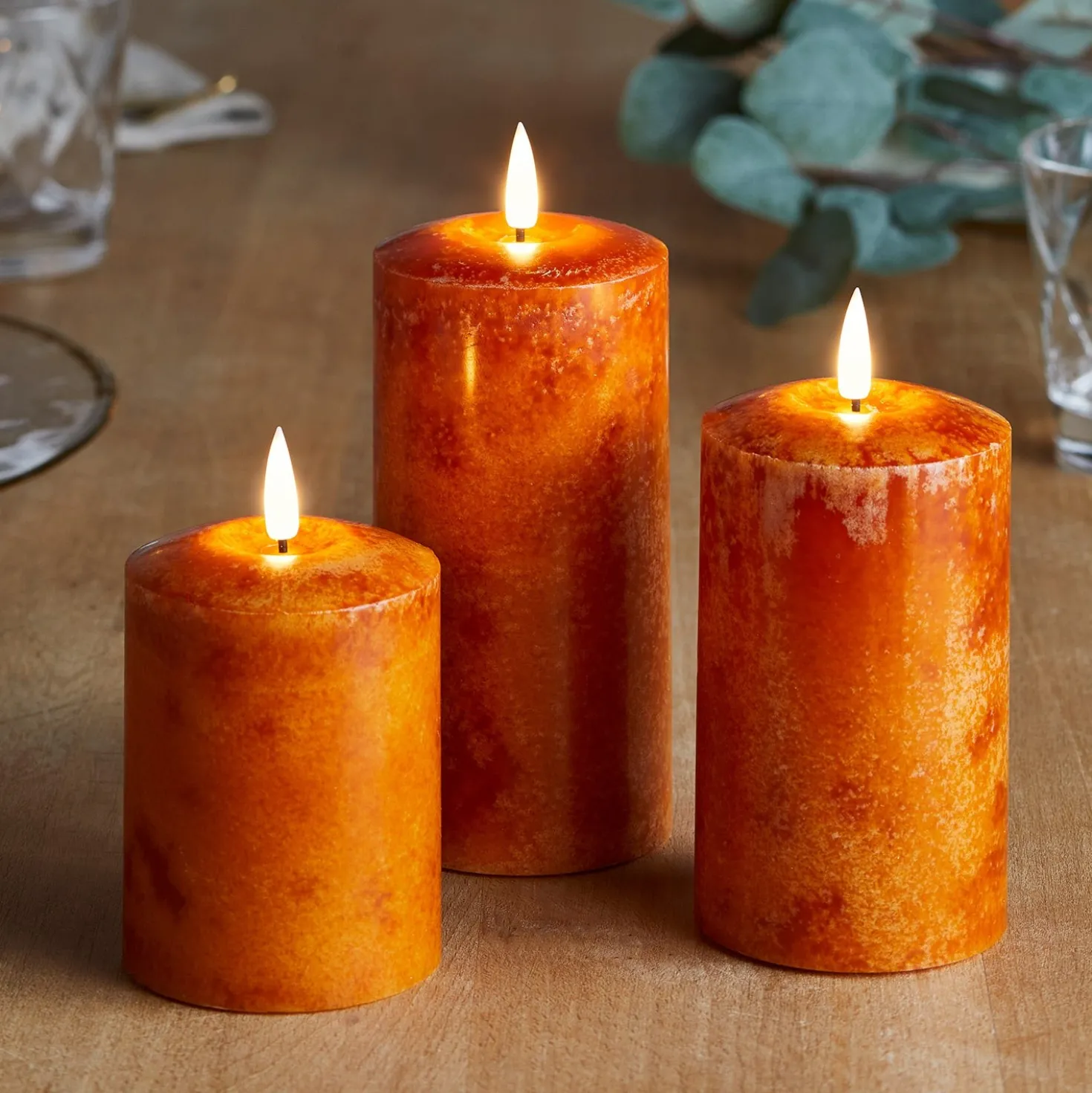 TruGlow® LED Kerzen Echtwachs Trio orange